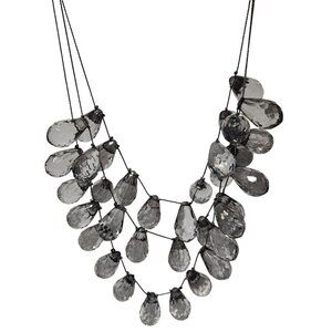 Elegant Faceted Crystal Teardrop Bib Necklace Multi Strand Fashion Jewelry Women